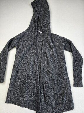 Athleta Small Heather Gray Hooded Hoodie Open Front Long Cardigan Sweater